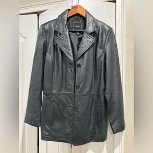 Women’s button down leather jacket